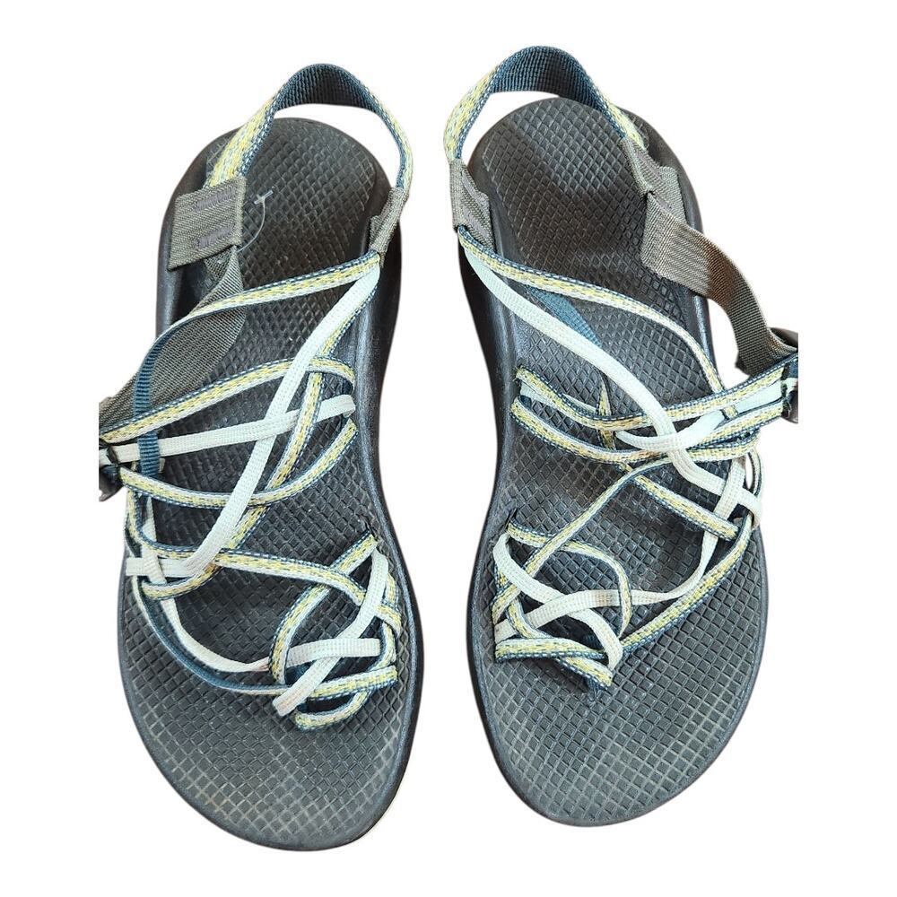Chaco Womens strappy sandals sz 9 ZX/3‎ green blue hiking outdoor sport
